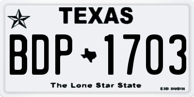 TX license plate BDP1703