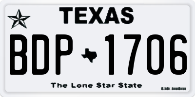 TX license plate BDP1706
