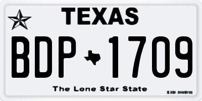 TX license plate BDP1709