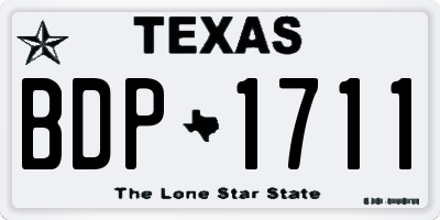 TX license plate BDP1711