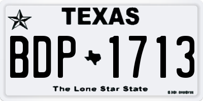 TX license plate BDP1713