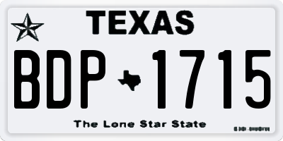 TX license plate BDP1715
