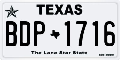 TX license plate BDP1716