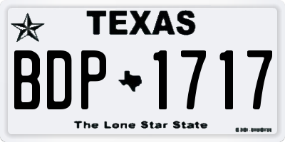 TX license plate BDP1717