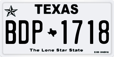 TX license plate BDP1718