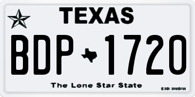 TX license plate BDP1720