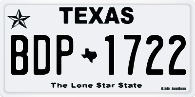TX license plate BDP1722