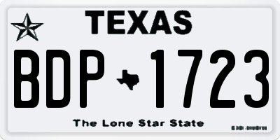 TX license plate BDP1723