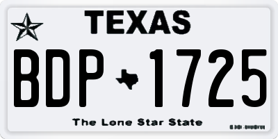 TX license plate BDP1725