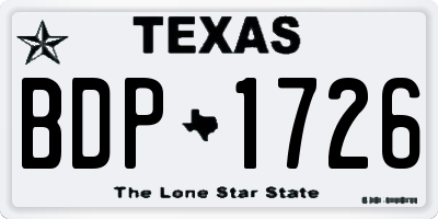 TX license plate BDP1726