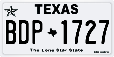 TX license plate BDP1727