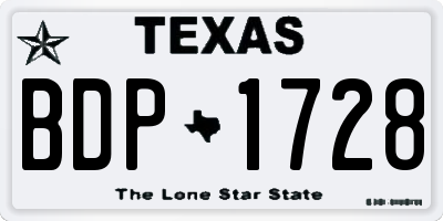 TX license plate BDP1728