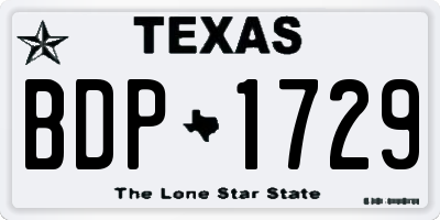 TX license plate BDP1729