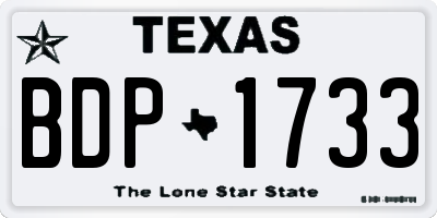 TX license plate BDP1733