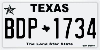TX license plate BDP1734