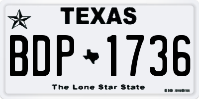 TX license plate BDP1736