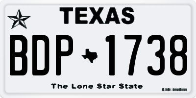 TX license plate BDP1738