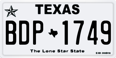 TX license plate BDP1749