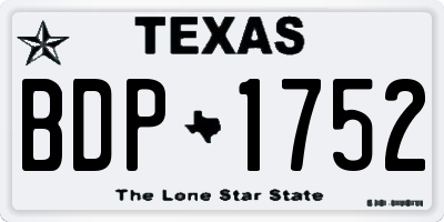 TX license plate BDP1752