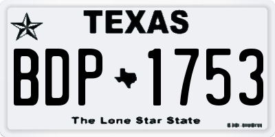 TX license plate BDP1753
