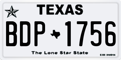 TX license plate BDP1756