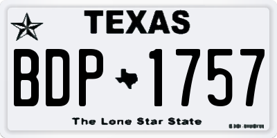TX license plate BDP1757