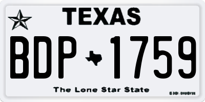 TX license plate BDP1759
