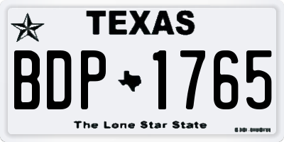 TX license plate BDP1765