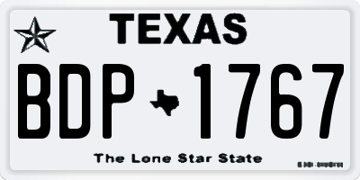 TX license plate BDP1767