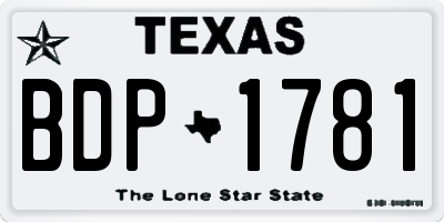 TX license plate BDP1781