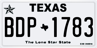TX license plate BDP1783