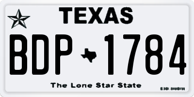 TX license plate BDP1784