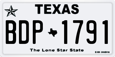 TX license plate BDP1791