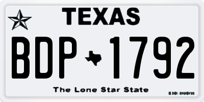 TX license plate BDP1792