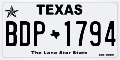 TX license plate BDP1794