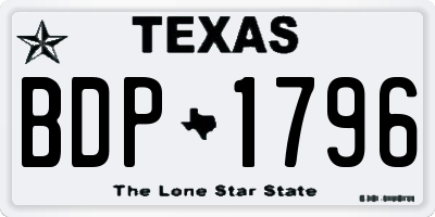 TX license plate BDP1796