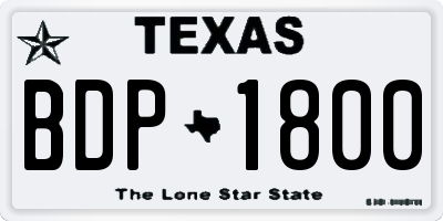TX license plate BDP1800