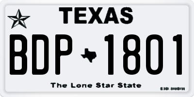 TX license plate BDP1801