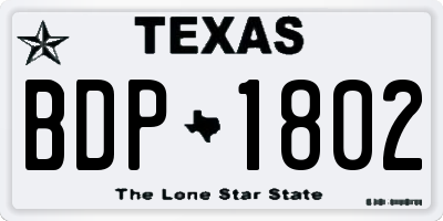 TX license plate BDP1802