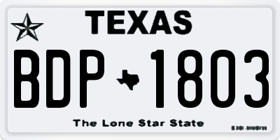TX license plate BDP1803