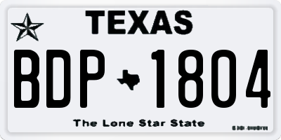 TX license plate BDP1804