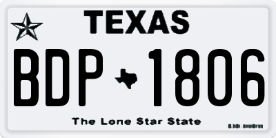 TX license plate BDP1806