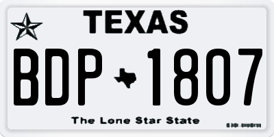 TX license plate BDP1807