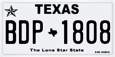 TX license plate BDP1808