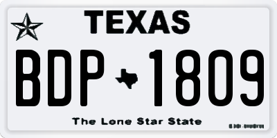 TX license plate BDP1809