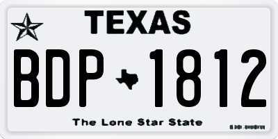 TX license plate BDP1812