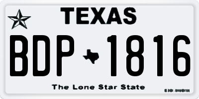 TX license plate BDP1816