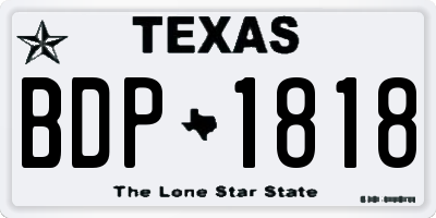 TX license plate BDP1818