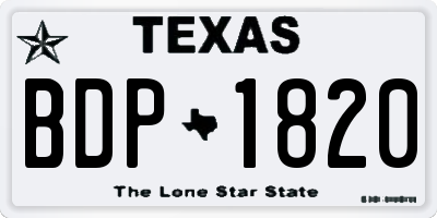 TX license plate BDP1820