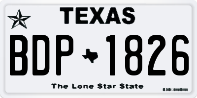 TX license plate BDP1826